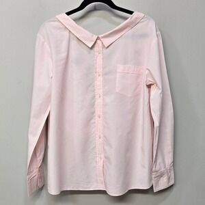 Pinko Italy Shirt Top Size 6 Oversized Pastel Pink‎ Open Back Peter Pan Collar